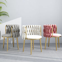 Light Luxury Nordic Single Sofa Chair Leisure Makeup Chair Bedroom Chair Creative Dressing Stool Nordic Comfortable Iron Stool